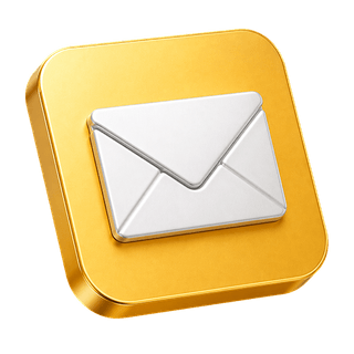 Élément décoratif 3D représentant une enveloppe mail sur la page de contact
